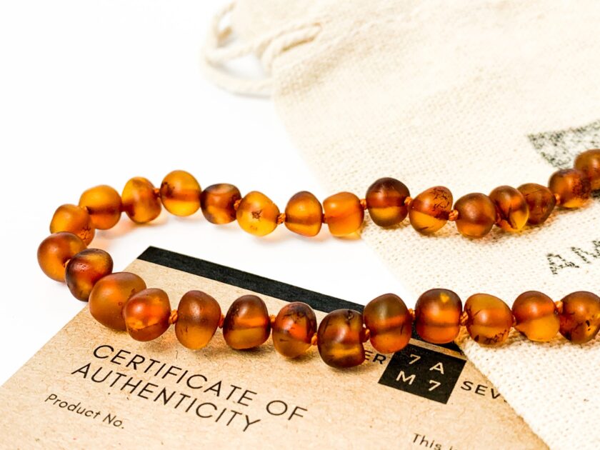 raw cognac amber teething necklace
