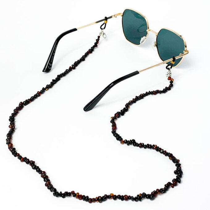 black beaded amber crystal glasses chain