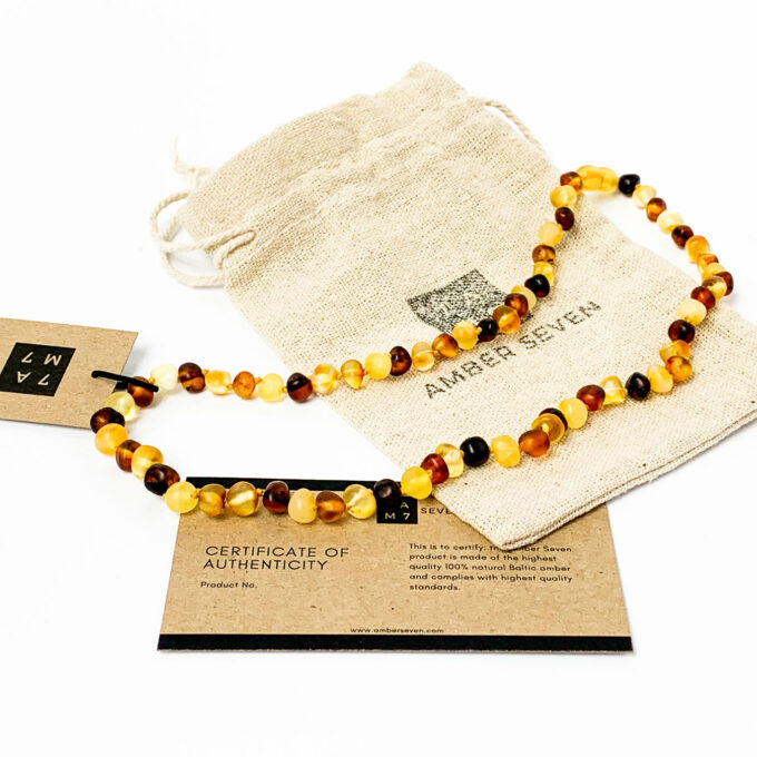 raw multi color amber necklace