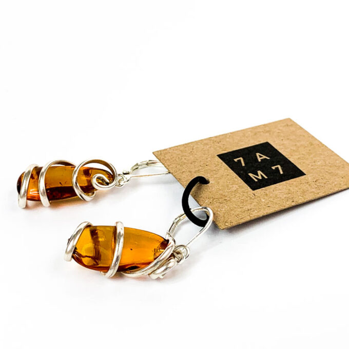 amber earrings with metal
