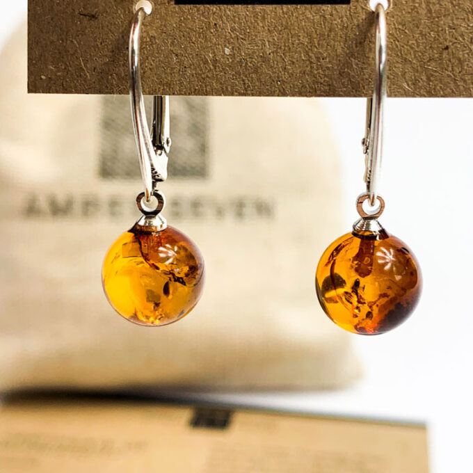 baltic amber sphere earrings