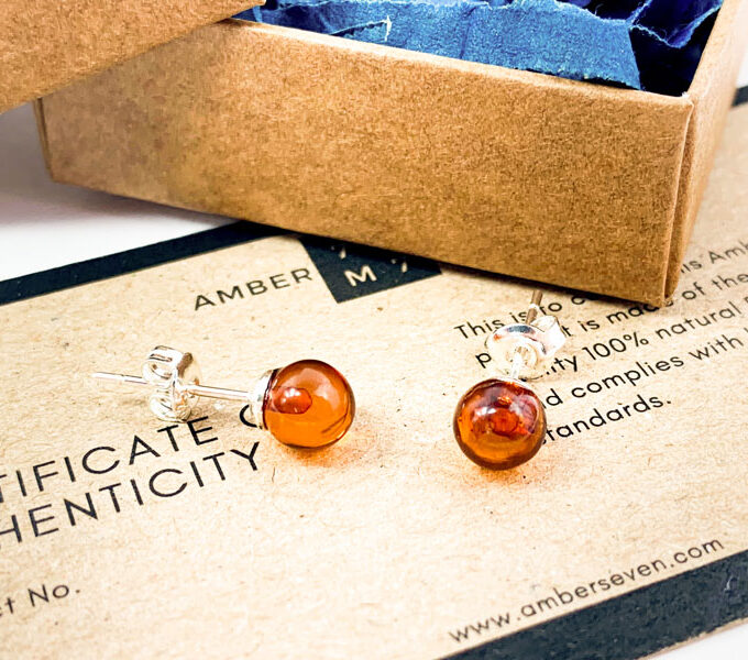 tiny baltic amber earrings