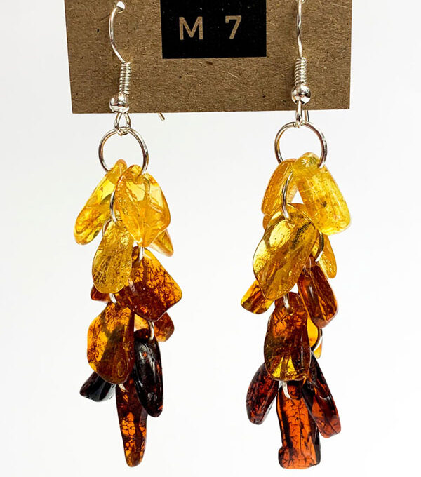 long amber chips earrings