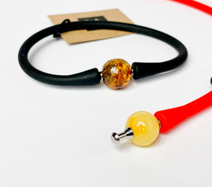 black and red bracelets with baltic amber stone