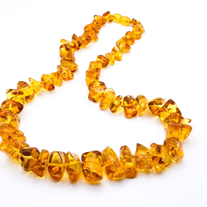 gold amber chips necklace